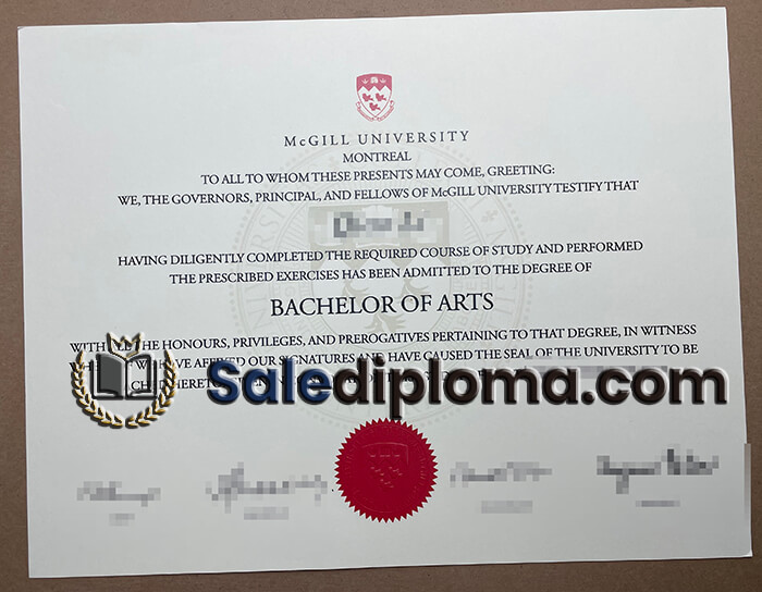 buy fake McGill University diploma