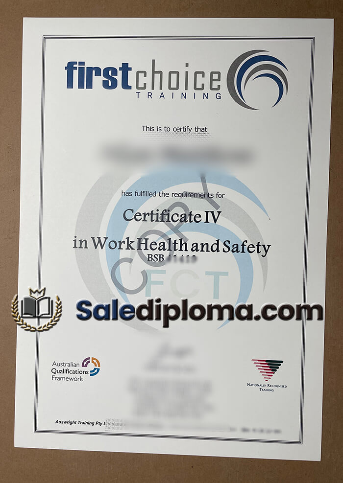 order First Choice Training certificate