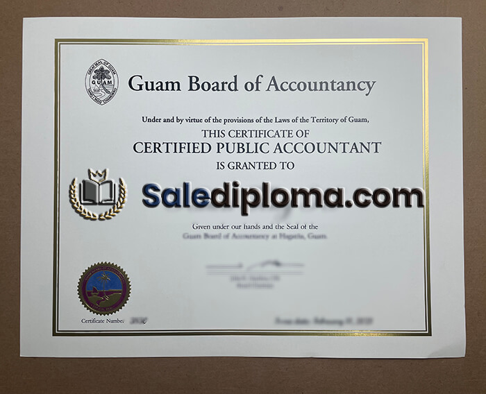 order Guam Board of Accountancy certificate