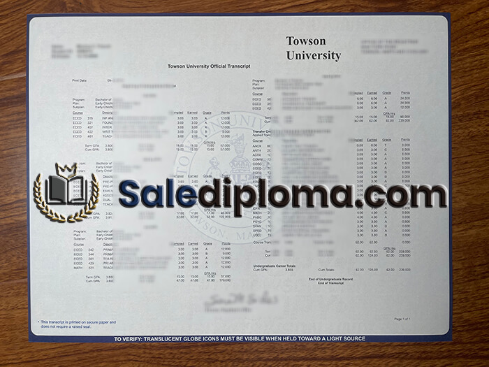 buy Towson University certificate