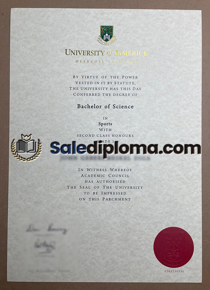 order University of Limerick fake certificate