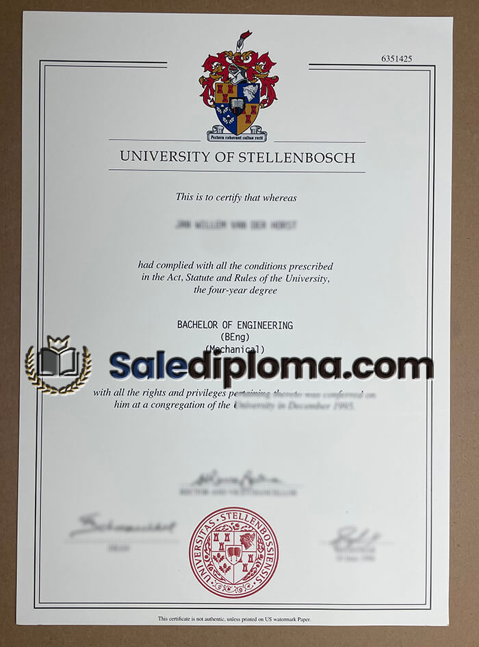 get University of Stellenbosch fake certificate