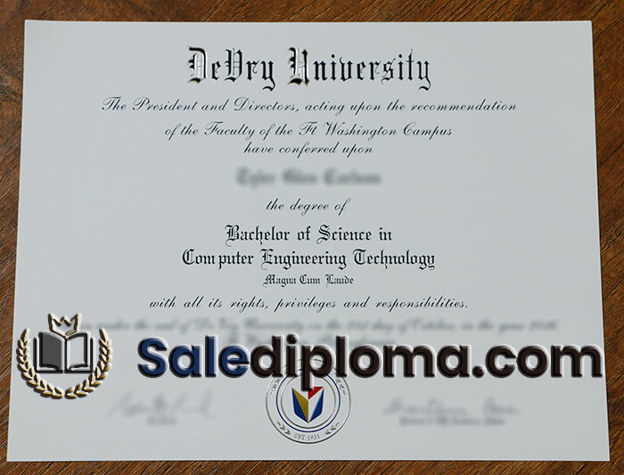 order Devry University certificate