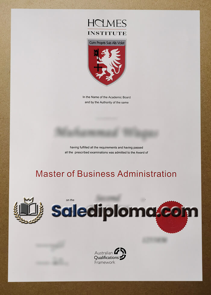 order Holmes Institute certificate