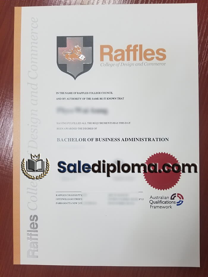 buy Raffles College of Design and Commerce diploma