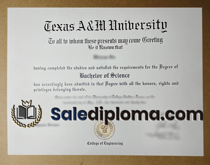 order Texas A&M University certificate