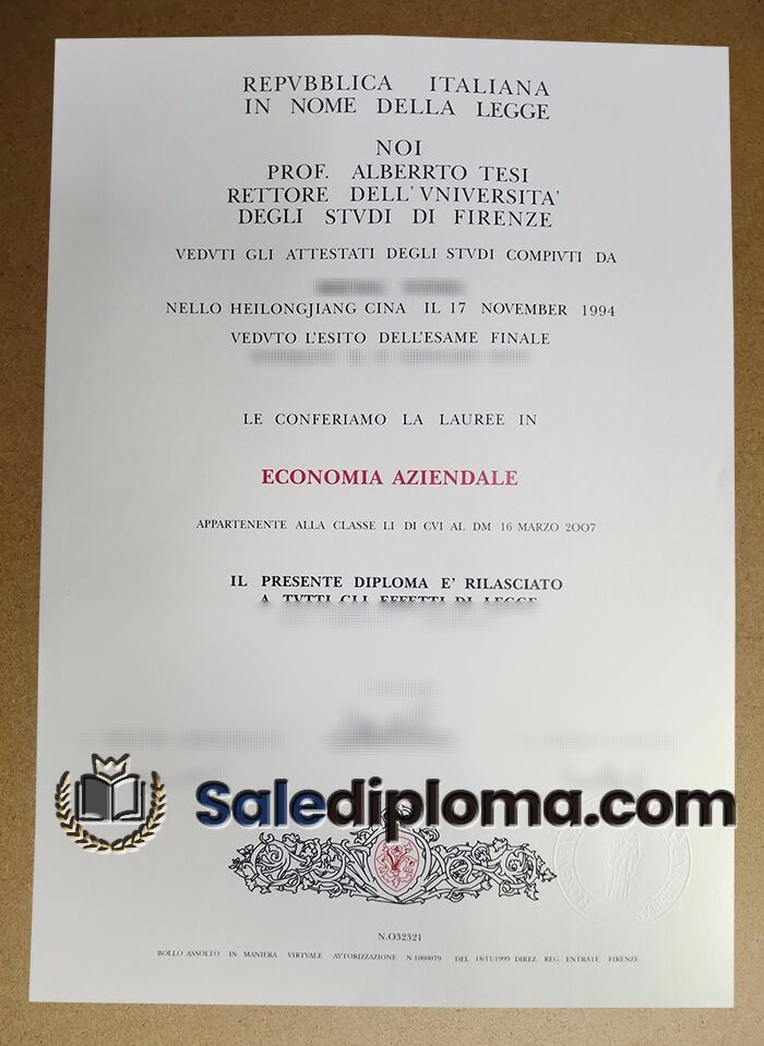 buy Università degli Studi di Firenze certificate