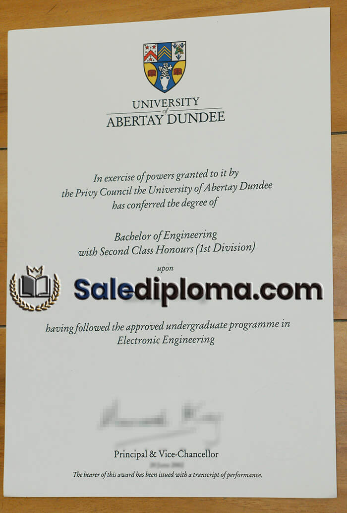 buy University Abertay Dundee certificate