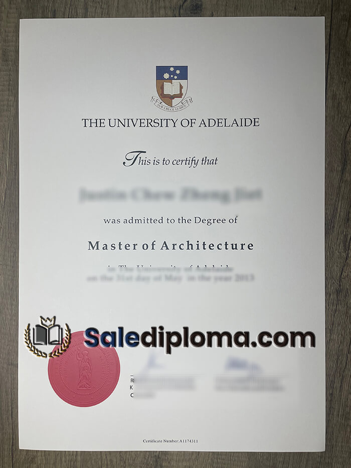 order University OF Adelaide certificate