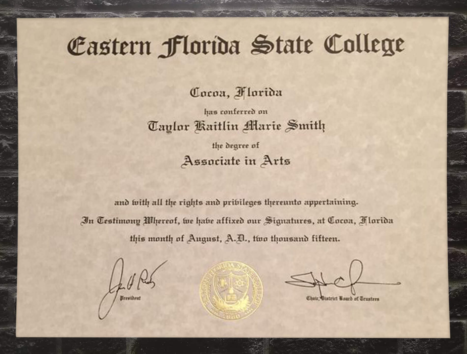 Read more about the article Buy the latest Eastern Florida State College diploma online.