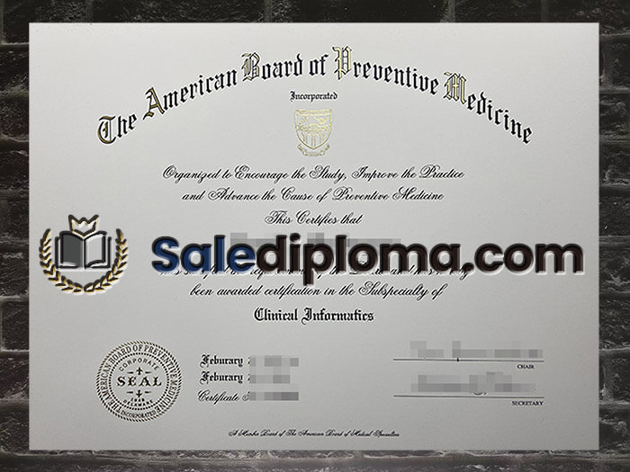 purchase fake American Board of Preventive Medicine certificate