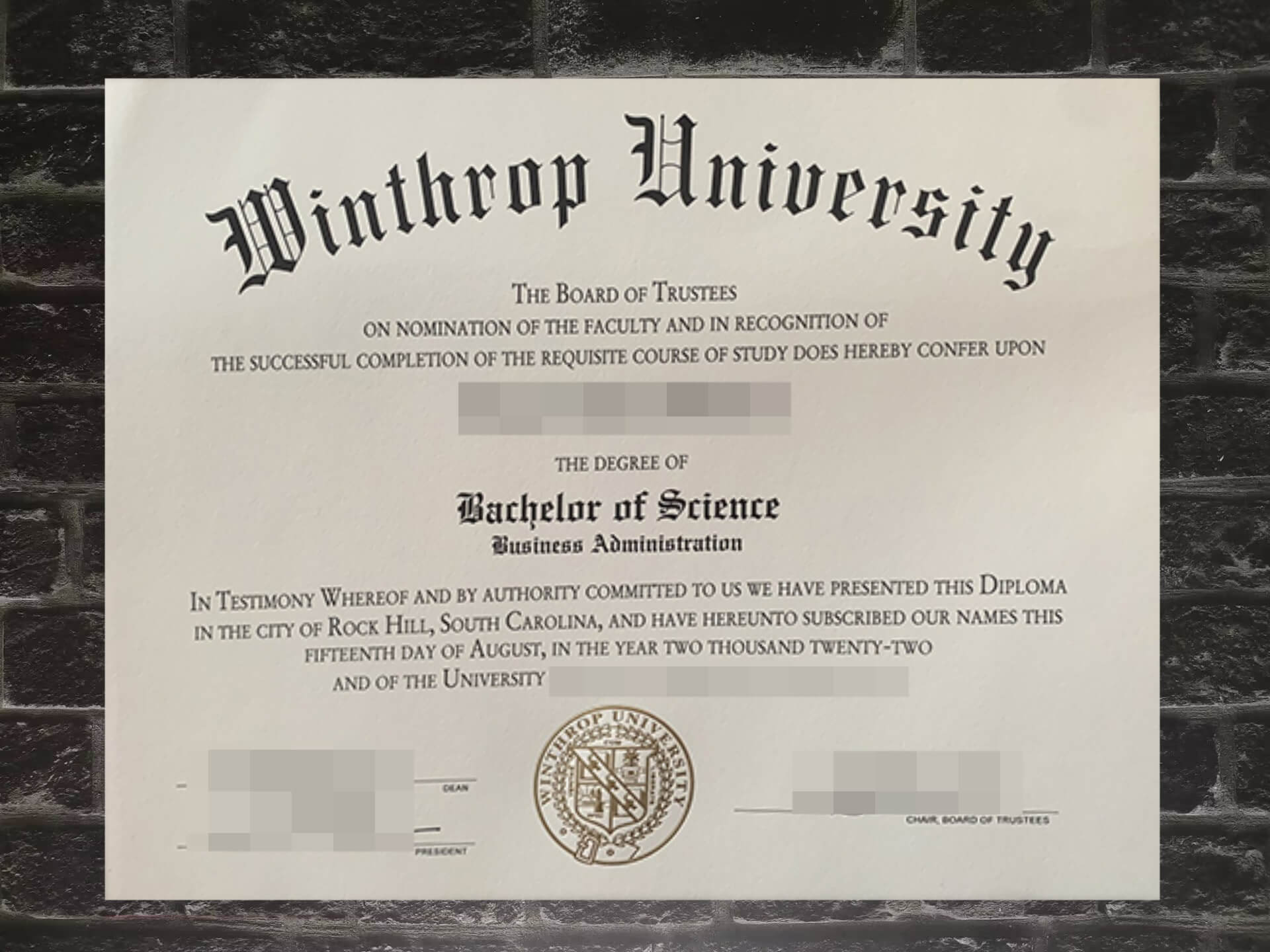 purchase fake Winthrop University degree